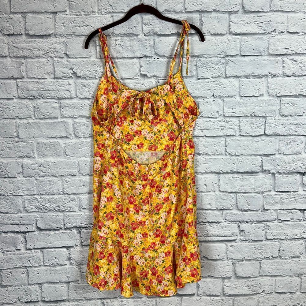 Wild Fable Mini Summer Dress Floral Tie Back Straps Ruffle Hemline Size XXL